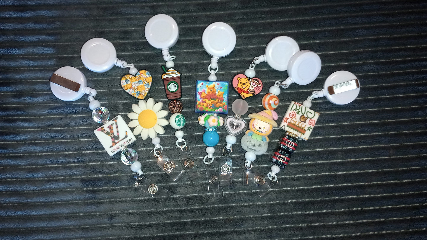White Retractable Badge Reels