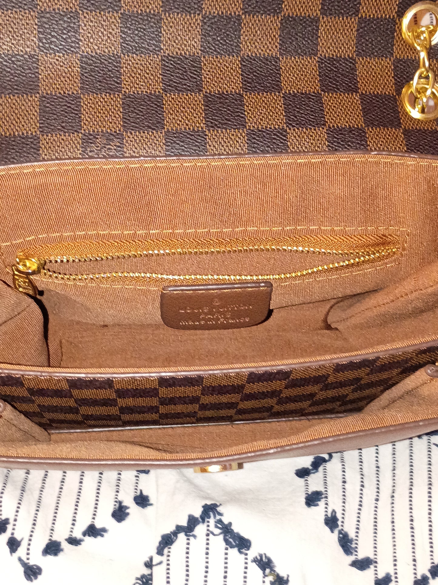 Brown Checkered Purse And Wallet Set